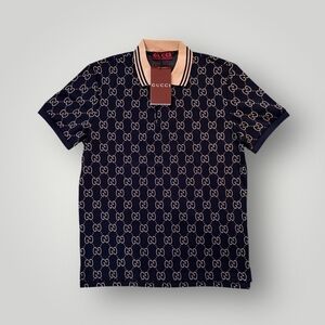 Gucci Navy GG Monogram Polo Shirt - Large